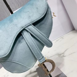 Dior Mini Saddle Bag In Sea Green Velvet