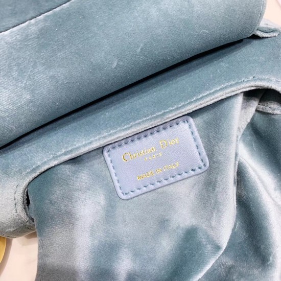 Dior Mini Saddle Bag In Sea Green Velvet