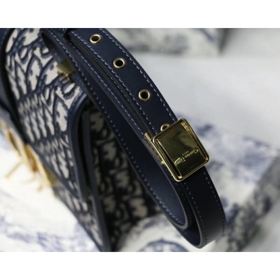 Dior 30 Montaigne Bag In Blue Oblique Jacquard Canvas