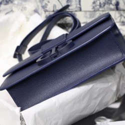 Dior 30 Montaigne Bag In Indigo Blue Matte Grained Calfskin