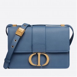 Dior 30 Montaigne Bag In Denim Blue Grained Calfskin