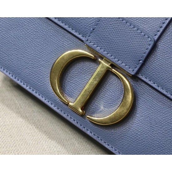 Dior 30 Montaigne Bag In Denim Blue Grained Calfskin