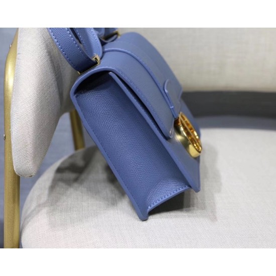 Dior 30 Montaigne Bag In Denim Blue Grained Calfskin