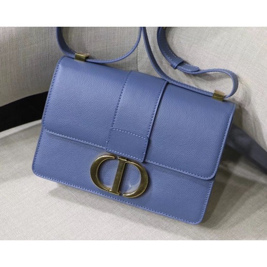 Dior 30 Montaigne Bag In Denim Blue Grained Calfskin