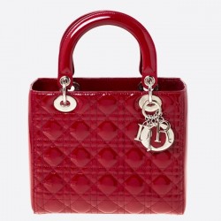 Dior Medium Lady Dior Bag In Red Patent Leather