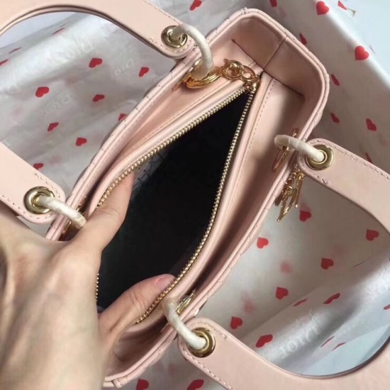 Dior Medium Lady Dior Bag In Pink Lambskin