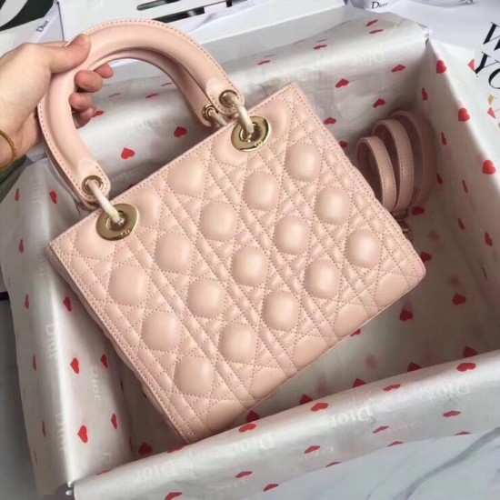 Dior Medium Lady Dior Bag In Pink Lambskin