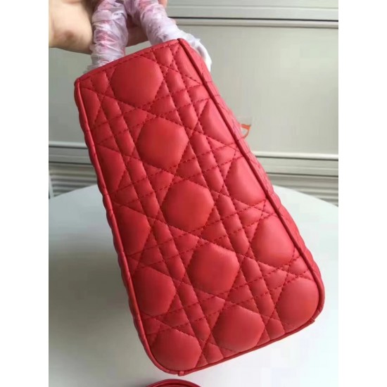 Dior Medium Lady Dior Bag In Red Lambskin