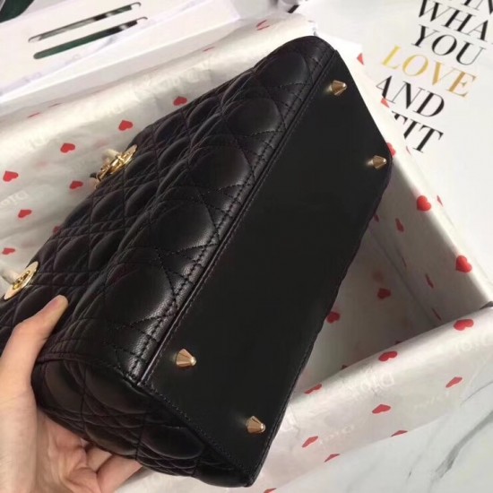 Dior Medium Lady Dior Bag In Black Lambskin