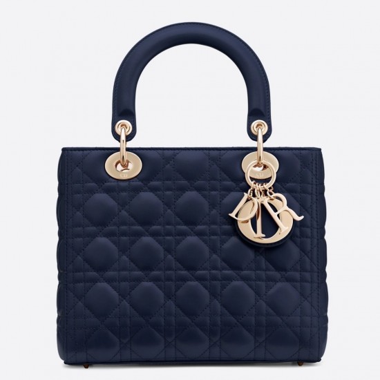 Dior Medium Lady Dior Bag In Indigo Blue Cannage Lambskin