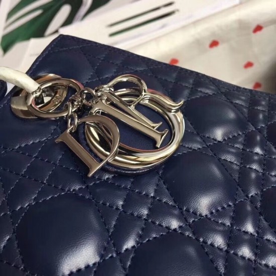 Dior Medium Lady Dior Bag In Indigo Blue Cannage Lambskin