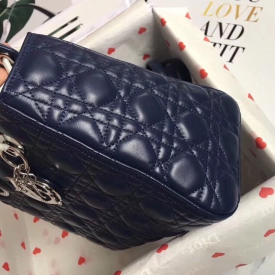 Dior Medium Lady Dior Bag In Indigo Blue Cannage Lambskin