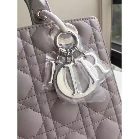 Dior Medium Lady Dior Bag In Grey Lambskin