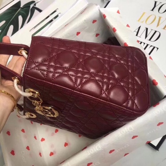 Dior Medium Lady Dior Bag In Bordeaux Lambskin