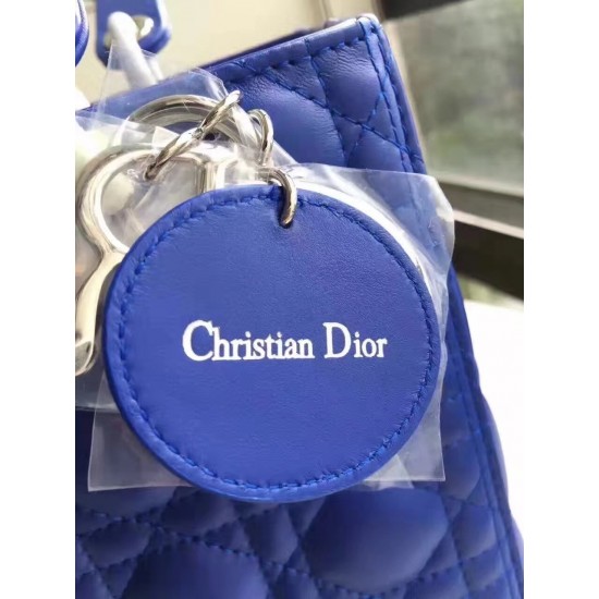 Dior Medium Lady Dior Bag In Blue Lambskin