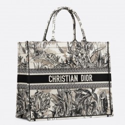 Dior Book Tote Bag In Toile de Jouy Carnivora Motif