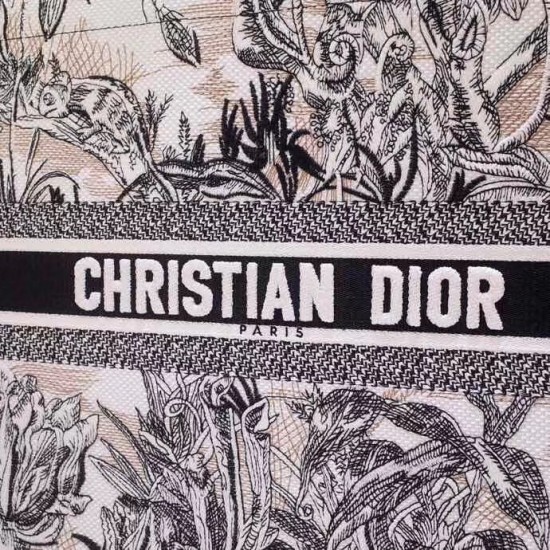 Dior Book Tote Bag In Toile de Jouy Carnivora Motif