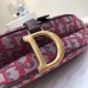 Dior Saddle Bag In Bordeaux Oblique Jacquard Canvas