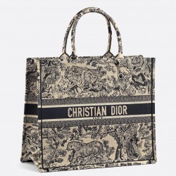 Dior Book Tote Bag In Blue Toile De Jouy Canvas