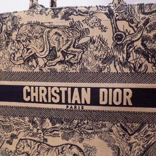 Dior Book Tote Bag In Blue Toile De Jouy Canvas