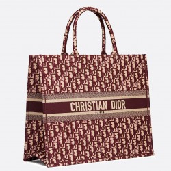 Dior Book Tote Bag In Bordeaux Oblique Canvas