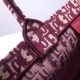 Dior Book Tote Bag In Bordeaux Oblique Canvas