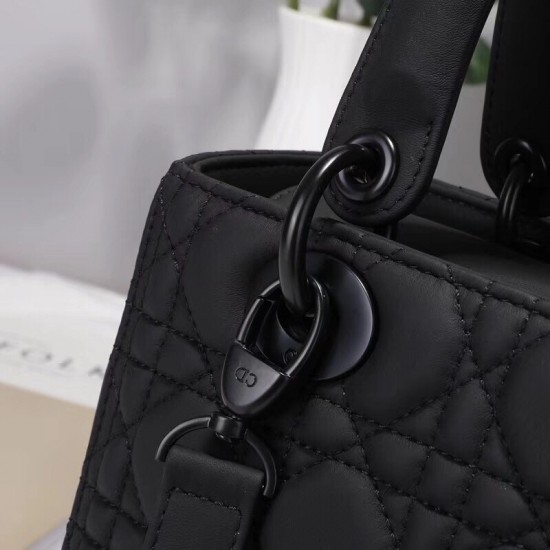 Dior Medium Lady Dior Ultra-Matte So Black Bag