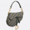 Dior Saddle Bag In Green Oblique Jacquard Canvas