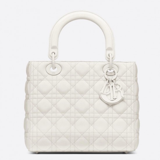 Dior Medium Lady Dior Bag In White Ultra Matte Calfskin