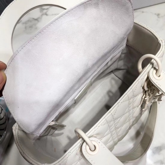 Dior Medium Lady Dior Bag In White Ultra Matte Calfskin