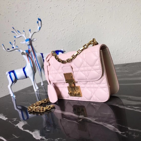 Dior Small Dioraddict Flap Bag In Pink Lambskin