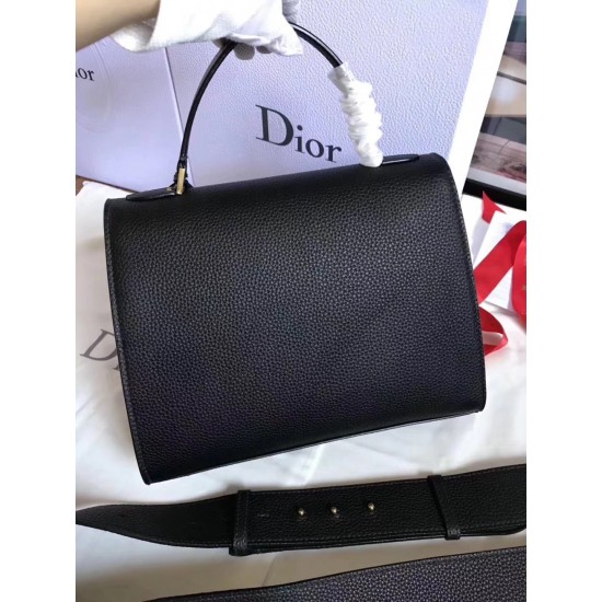 Dior DiorAddict Tote Bag In Black Grained Leather