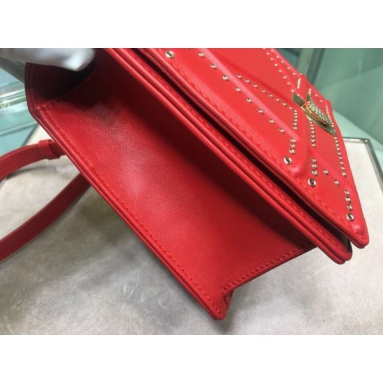 Dior Diorama Bag In Red Eyelets Lambskin