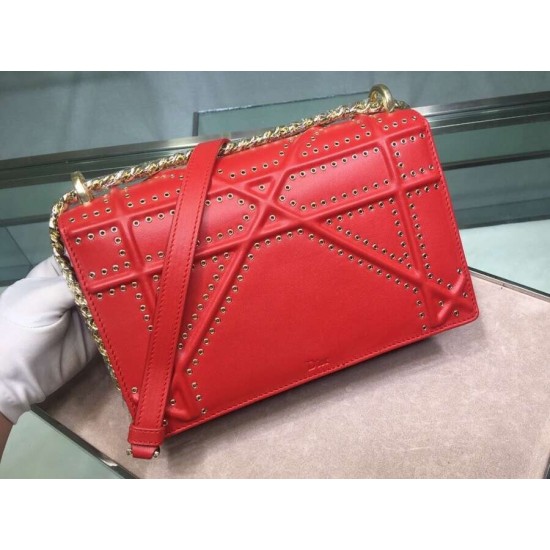 Dior Diorama Bag In Red Eyelets Lambskin