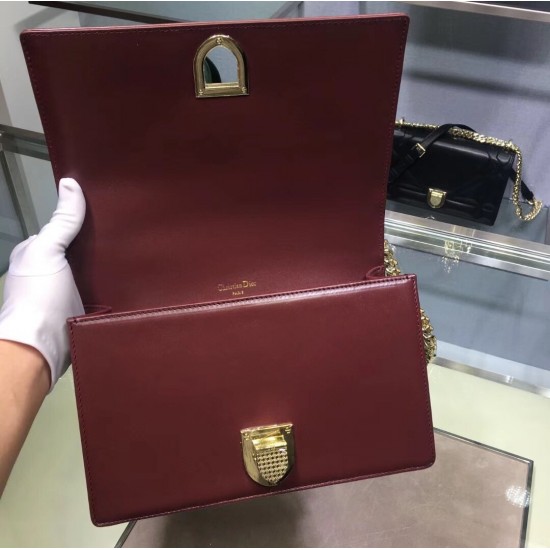 Dior Bordeaux Diorama Lambskin Bag With Large Cannage Motif