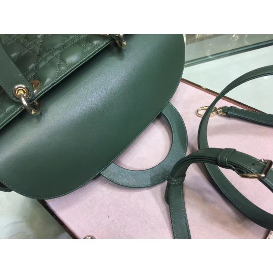 Dior Large Lady Dior Bag In Green Cannage Lambskin