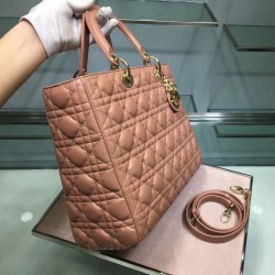 Dior Large Lady Dior Bag In Powder Cannage Lambskin