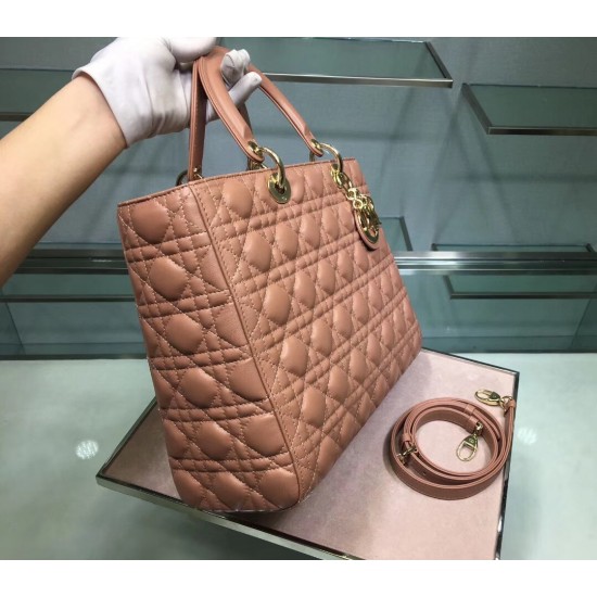 Dior Large Lady Dior Bag In Powder Cannage Lambskin