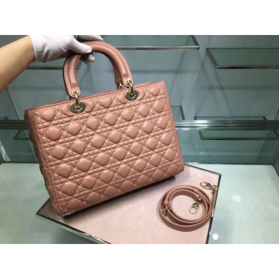 Dior Large Lady Dior Bag In Powder Cannage Lambskin