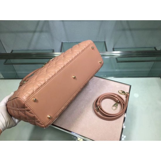 Dior Large Lady Dior Bag In Powder Cannage Lambskin