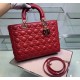 Dior Large Lady Dior Bag In Red Cannage Lambskin