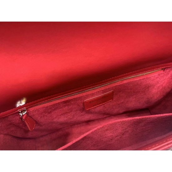 Dior Large Lady Dior Bag In Red Cannage Lambskin