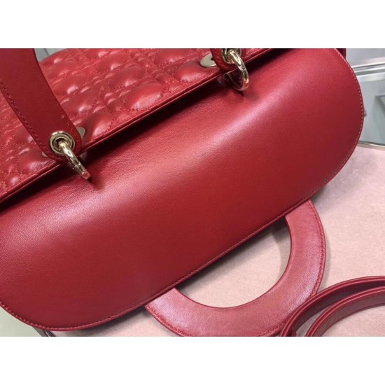 Dior Large Lady Dior Bag In Red Cannage Lambskin