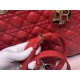 Dior Large Lady Dior Bag In Red Cannage Lambskin