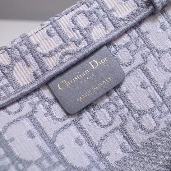 Dior Small Book Tote Bag In Grey Oblique Canvas