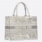 Dior Small Dioraura Book Tote In Grey Toile De Jouy Canvas