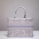 Dior Small Dioraura Book Tote In Grey Toile De Jouy Canvas