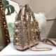 Dior Mini Lady Dior Bag In Gold Metallic Calfskin