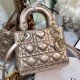 Dior Mini Lady Dior Bag In Gold Metallic Calfskin