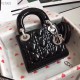 Dior Mini Lady Dior Bag In Black Patent Calfskin